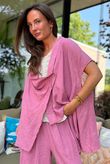 Sandbar Linen Blend Drape Front Cap Sleeve Gilet Indian Pink